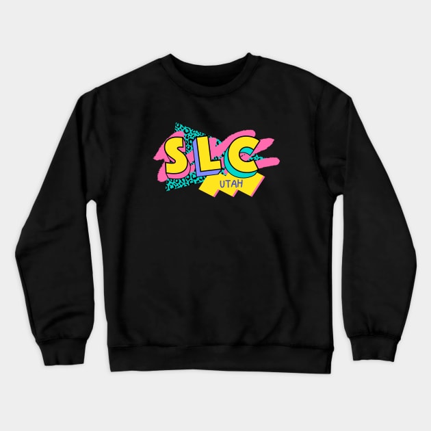 Salt Lake City, Utah Retro 90s Logo Crewneck Sweatshirt by SLAG_Creative